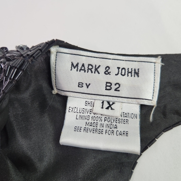NEW Vintage Mark & John by B2 Womens Silk Sequin Black Cocktail Evening Dress 1X - Picture 6 of 14